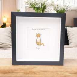 Cats Lovers Gift Personalised Memorial Cat Pebble Picture, Mum, Rainbow Bridge Framed Unique Gift Handmade - thumbnail 2