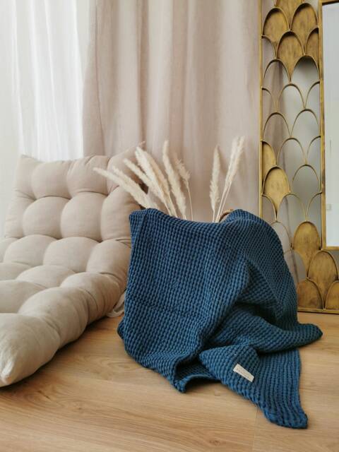 Waffle Linen Blanket, Baby Blanket, Linen Home Gift Idea, Lightweight Throw Home Decor Swaddle - image 1
