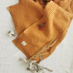 Waffle Linen Blanket, Baby Blanket, Linen Home Gift Idea, Lightweight Throw Home Decor Swaddle - thumbnail 3
