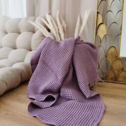 Waffle Linen Blanket, Baby Blanket, Linen Home Gift Idea, Lightweight Throw Home Decor Swaddle - thumbnail 2