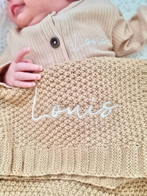 Embroidered Baby Blanket, Personalised Name, Soft Newborn Gift, Shower Present - image 1