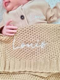 Embroidered Baby Blanket, Personalised Name, Soft Newborn Gift, Shower Present - thumbnail 1