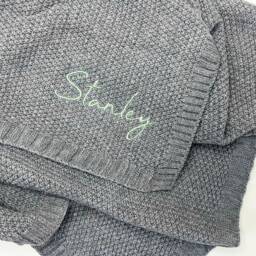 Embroidered Baby Blanket, Personalised Name, Soft Newborn Gift, Shower Present - thumbnail 2