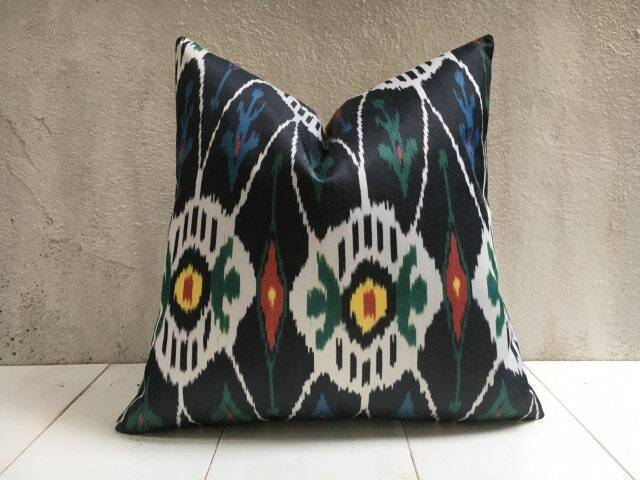 Handwoven Silk Ikat Pillow Cover - 20x20 - image 1