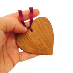 Scottish Thistle Design Oak Wooden Heart Decoration Ornament Gift Christmas 2026 Mum Dad Wedding - thumbnail 3