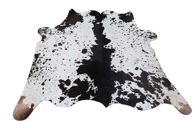 Large Black & White Cowhide Rug Modern Hair-On Leather Accent - 43x50 Inches - image 1