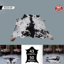 Large Black & White Cowhide Rug Modern Hair-On Leather Accent - 43x50 Inches - thumbnail 2