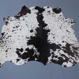 Large Black & White Cowhide Rug Modern Hair-On Leather Accent - 43x50 Inches - thumbnail 3