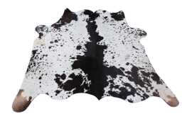 Large Black & White Cowhide Rug Modern Hair-On Leather Accent - 43x50 Inches - thumbnail 1
