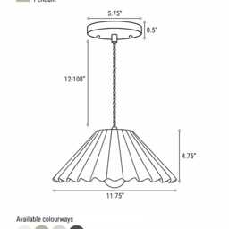 Large Picco - Ceramic Pendant Ceiling Light Handmade Minimalist Pleated Hanging Fixture in Shadow Charcoal Gray - thumbnail 4