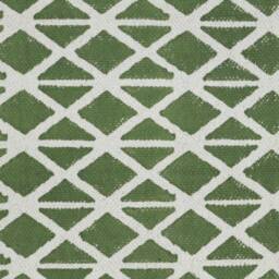 Hand Block Printed Cotton Stair Runner Rug Green Beige Dhurrie - thumbnail 4
