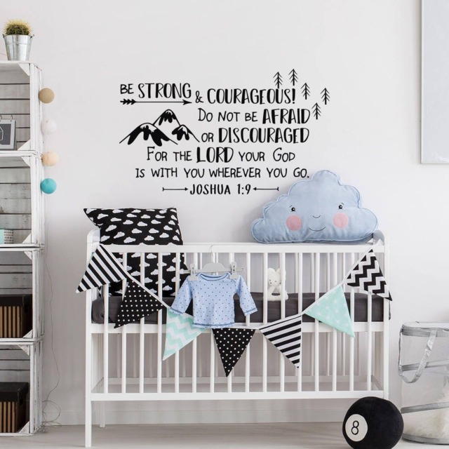 Joshua 19 Be Strong & Courageous Wall Decal - Explorer Nursery Decor Ww107 - image 1