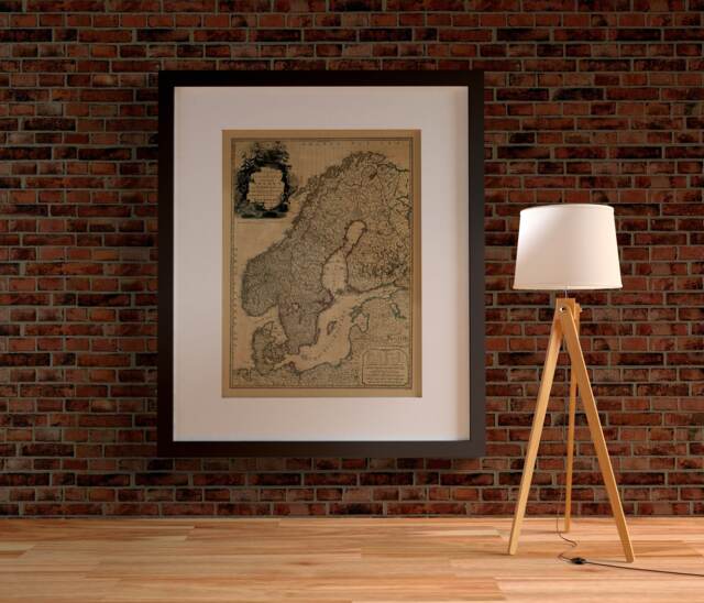 Scandinavia - Norway, Sweden & Denmark Map, 1794. Old Map Reprint. Linen Backed, Folded Map. Wall Decor. Reproduction - image 1
