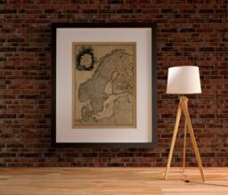 Scandinavia - Norway, Sweden & Denmark Map, 1794. Old Map Reprint. Linen Backed, Folded Map. Wall Decor. Reproduction - thumbnail 1