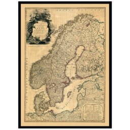 Scandinavia - Norway, Sweden & Denmark Map, 1794. Old Map Reprint. Linen Backed, Folded Map. Wall Decor. Reproduction - thumbnail 2