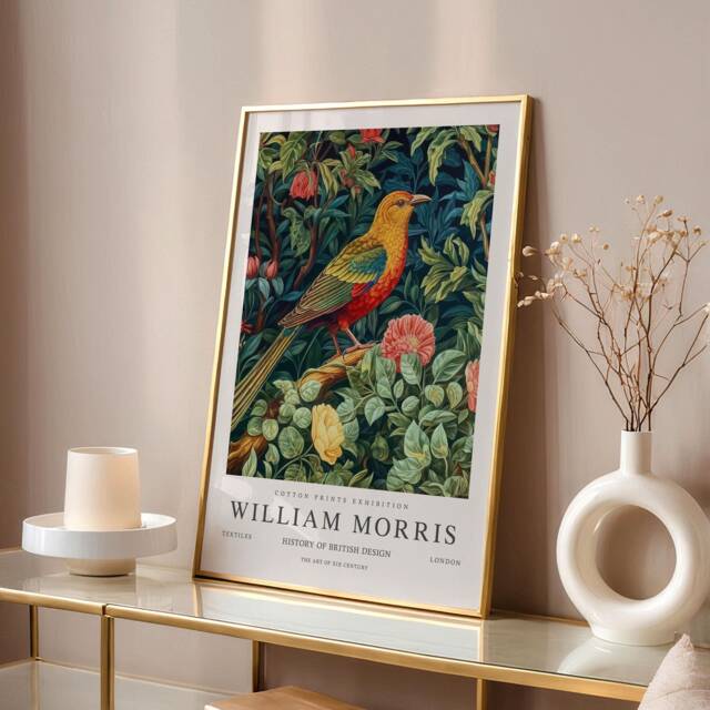 William Morris Print, Art, Exhibition Poster, Birds Morris, Green, Bird Wall Art - image 1