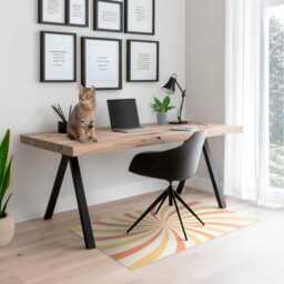 Retro Swirling Stripes Computer Chair Mat, Orange Office Pattern Vinyl Floor Protector, Protector - thumbnail 3
