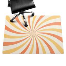 Retro Swirling Stripes Computer Chair Mat, Orange Office Pattern Vinyl Floor Protector, Protector