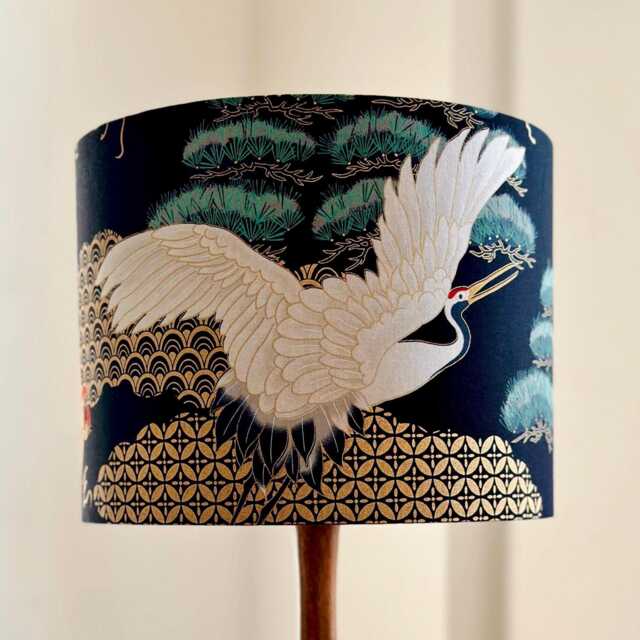 Japanese Crane Bird & Dragon Lampshade/Hamdmade Design Kimono Table Lamp - image 1