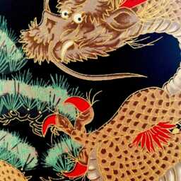 Japanese Crane Bird & Dragon Lampshade/Hamdmade Design Kimono Table Lamp - thumbnail 3