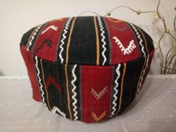 Kilim Pouf Ottoman 20x8 Inches Turkish Vintage Poufs Floor Pillow Cover Oversize Anatolian Cicim