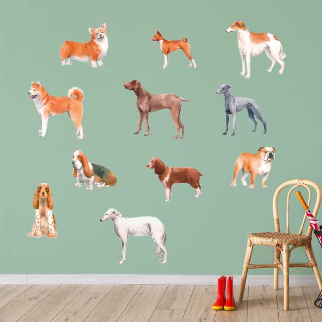 Animal Wall Sticker - Watercolour Dogs Set Art - image 1