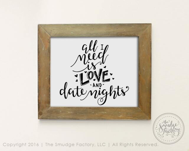 Love & Date Nights Printable, Hand-Lettered Wall Art - Digital Download - image 1
