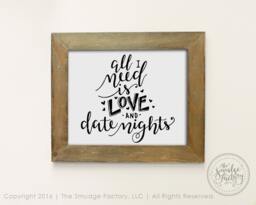 Love & Date Nights Printable, Hand-Lettered Wall Art - Digital Download - thumbnail 1