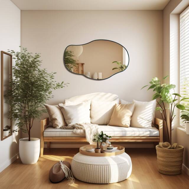 Irregular Shaped Mirror, Modern Asymmetrical Wall Bathroom Custom Design Gifts For Couples, Gift Wife - image 1