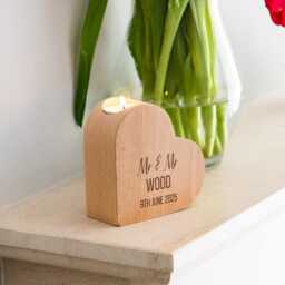 Anniversary Gift - Heart Candle Holder Personalised Wedding For Couple Tea Light Lc1063 - thumbnail 4