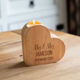 Anniversary Gift - Heart Candle Holder Personalised Wedding For Couple Tea Light Lc1063 - thumbnail 2