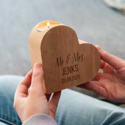 Anniversary Gift - Heart Candle Holder Personalised Wedding For Couple Tea Light Lc1063 - thumbnail 3