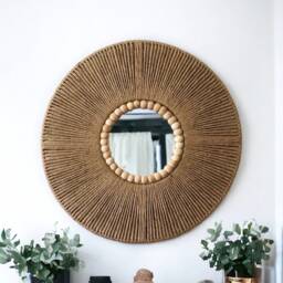 Large Jute Mirror, Wall Hanging Christmas Gift, Bedroom Decor Boho Fast Shipping - 1-3 Days Living Room - thumbnail 2