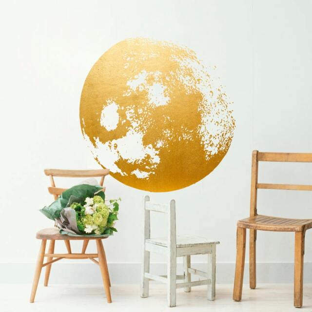 Moon Decal Golden - Gold Foil Art Wall Sticker Stickers Skumoongold - image 1