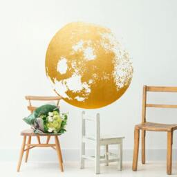 Moon Decal Golden - Gold Foil Art Wall Sticker Stickers Skumoongold