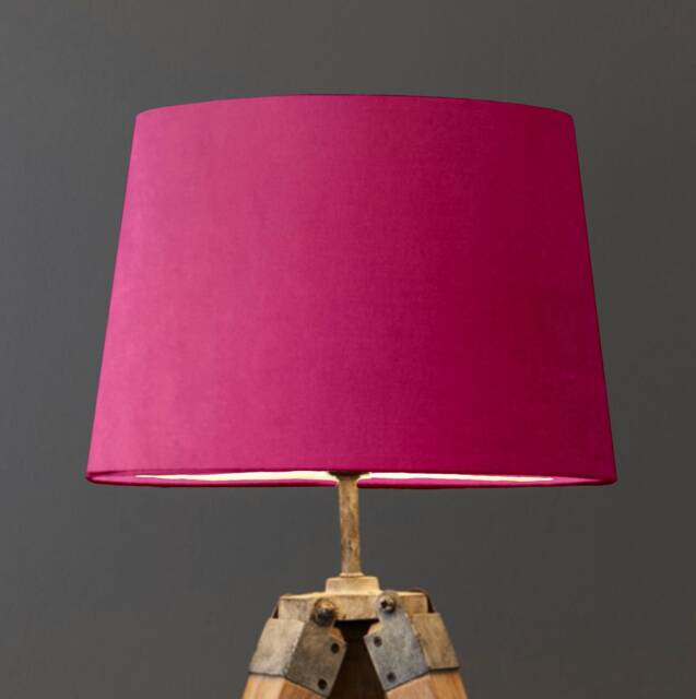 Hot Pink Velvet French Drum Lampshade, Empire Hot Pink Ceiling Light Shade - image 1