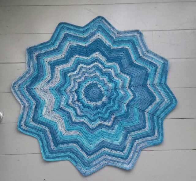 Rts Baby Crochet Star Blanket in Blue Shades, Handmade Unique Gift Idea, Ooak - image 1