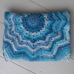 Rts Baby Crochet Star Blanket in Blue Shades, Handmade Unique Gift Idea, Ooak - thumbnail 2