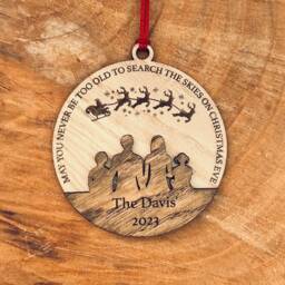Personalised Christmas Bauble- Wooden Bauble -Tree Decoration - Family Silhouette Xmas Bauble Family Tree Decor - thumbnail 2