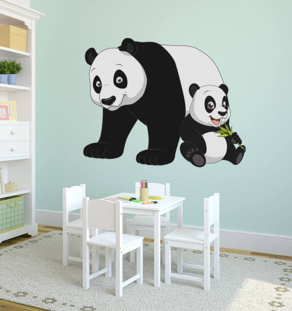 Panda Wall Decal - Nursery Art Bear Vinyl Sticker Mural Kids Baby Decor