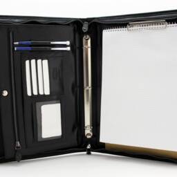 Leather Portfolio, Clipboard A4, Leather 3 Ring Binder , Black Conference Folder A4, Professional Folio, Business Organizer - thumbnail 2