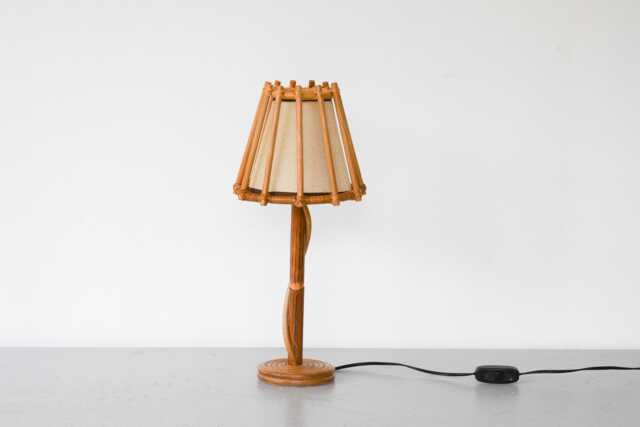 Vintage Style Rattan Table Lamp - Handcrafted Slender Design - image 1