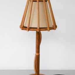 Vintage Style Rattan Table Lamp - Handcrafted Slender Design - thumbnail 2