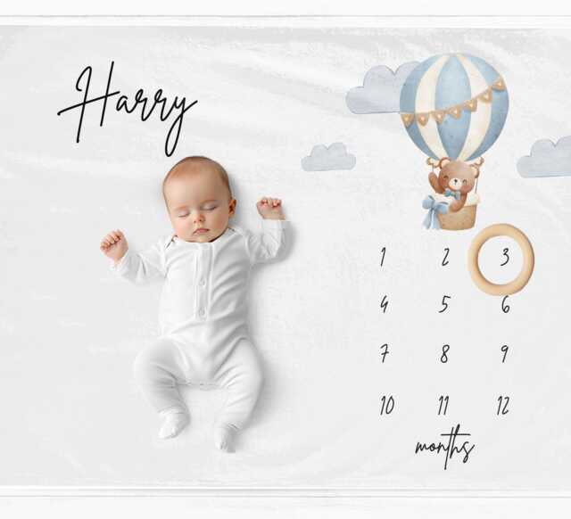 Monthly Milestone Blanket Personalised Baby Boy Present - image 1