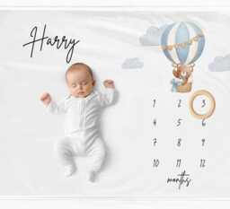 Monthly Milestone Blanket Personalised Baby Boy Present - thumbnail 1