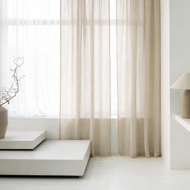 Natural Sheer Curtain Panel, Rod Pocket, Linen Curtains, Custom Drapes, Voile - image 1