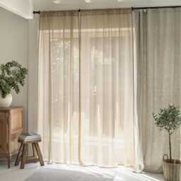 Natural Sheer Curtain Panel, Rod Pocket, Linen Curtains, Custom Drapes, Voile - thumbnail 4
