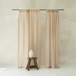 Natural Sheer Curtain Panel, Rod Pocket, Linen Curtains, Custom Drapes, Voile - thumbnail 2
