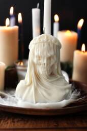 Large White Scented Skeleton Veiled Candle, Gothic Candle Gift, Halloween Candle, Skull Pillar Candle, Human Skull Candle, Gothic Christmas Gift