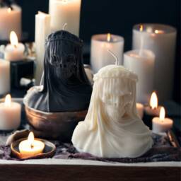 Large White Scented Skeleton Veiled Candle, Gothic Candle Gift, Halloween Candle, Skull Pillar Candle, Human Skull Candle, Gothic Christmas Gift - thumbnail 2